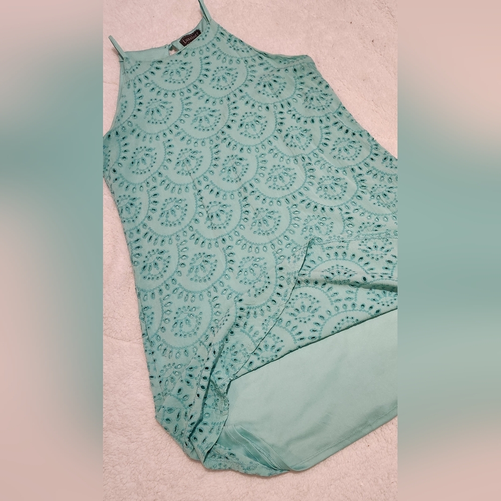 Luxology Mint Mini Scalloped Eyelet Lace Dress Size 14 Women's Summer - Picture 4 of 4